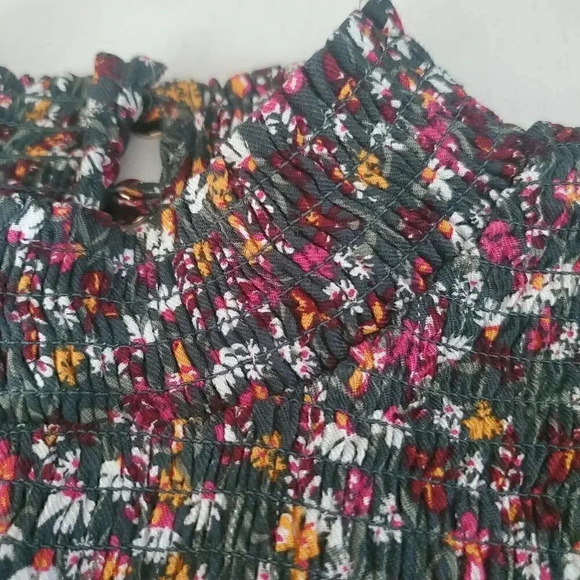 NEW Women's DRAPER JAMES RSVP Shirt XXL Floral Ruffled Smocked‎ Sleeve Mock Neck - Picture 8 of 14